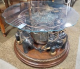 UNIQUE GLASS TOP ELEPHANTS COFFEE TABLE (SEE PICS FOR DETAILS & CONDITION