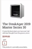 NEW IN BOX - Kingsford The SteakAger 2019 Master Series 30 - 499.00 ONLINE