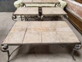 SET OF (4) TILE TOP TABLES - (2) END TABLES, SOFA & COFFEE TABLE