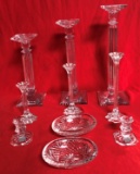 CRYSTAL CANDLEHOLDERS AND DISHES - SOME MIKASA