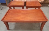 NICE SOLID WOOD COFFEE TABLE & (2) END TABLES