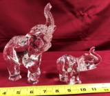 LOT OF TWO SIGNED WATERFORD CRYSTAL ELEPHANTS