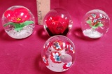 LOT OF 4 MURANO PAPERWEIGHTS - SEE PICS FOR DETAILS