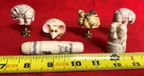 LOT OF 5 CARVING PIECES  - SEE PICS FOR DETAILS