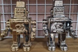 PAIR OF GOLD & SILVER COLOR CERAMIC ROBOTS - SEE PICS FOR DETAILS