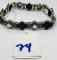 STERLING, MARCASITE, MOTHER OF PEARL AND ONYX BRACELET