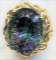 14 KT YELLOW GOLD CUSTOM MADE RING WITH 29.0ct MYSTIC TOPAZ 14.4 GRAMS