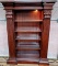 LIGHTED MAHOGANY BOOK CASE WITH SIDE SHELVING - GREAT QUALITY