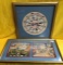 GOLD FRAMED , BLUE MATTED JEWISH ARTWORK BY - SEE PICS FOR DETAILS