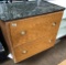 BLACK MARBLE TOP OAK  LATERAL FILE CABINET (2 OF 2)