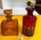 AMBER & RUBY RED DECANTERS