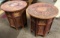 LOT OF TWO CARVED TEAKWOOD END TABLES