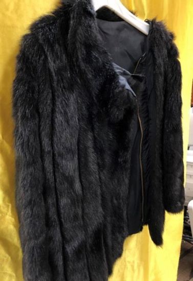 BLACK FUR COAT - SEE PICS FOR DETAILS