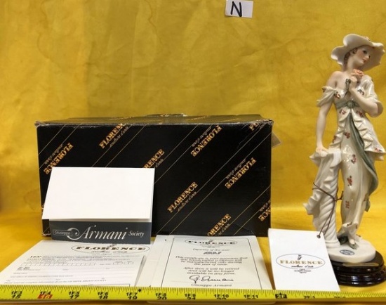 9" TALL ARMANI LADY FIGURINE WITH BOX & CERTIFICATE