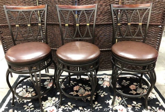 LOT OF (3) MATCHING  SWIVEL BARSTOOLS