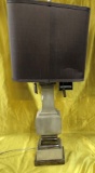 SILVER LAMP WITH BLACK LAMP SHADE