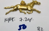 14 KT GOLD HORSE RACING PENDANT 7.2 GRAMS
