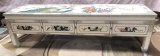 WHITE LACQUER ASIAN THEMED COFFEE TABLE