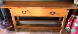 PINE COUNTRY/BARN STYLE TWO DRAWER CONSOLE TABLE