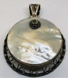 MOTHER OF PEARL AND PERIDOT PENDANT