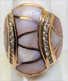 14 KT ROSE GOLD, 1.0ct DIAMOND AND MOTHER OF PEARL RING 21.6 GRAMS OF GOLD