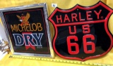 BEER SIGN & HARLEY US 66 METAL SIGN