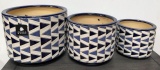 NEW WMC DESIGNER SET OF THREE PLANTERS BY THREE HANDS CORP ($77.00) - BLUE