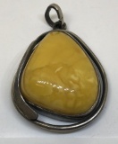 STERLING AND HARD STONE PENDANT