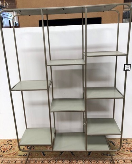 NEW WMC 36" TALL METAL WOOD SHELF UNIT BY THREE HANDS (270.00)