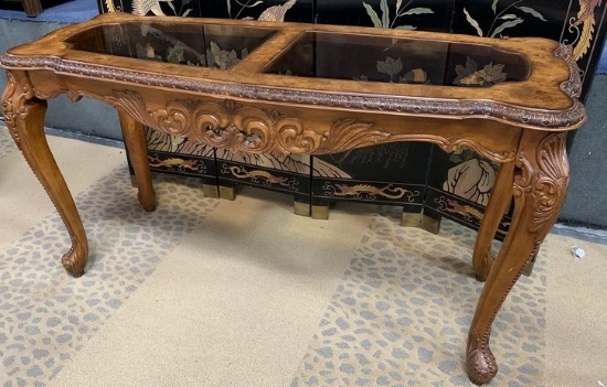 GLASS INSERT NICE CONSOLE TABLE