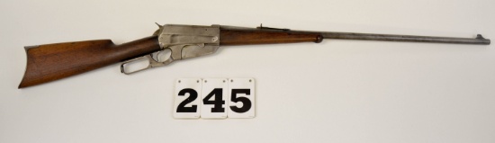 Winchester 1895, 30 US Lever Rifle, #41206, Silver gun w/solid wood, ding at end of muzzle