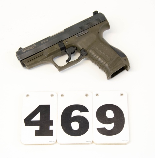 Walther P99, 40 S&W Semi-Auto. Pistol, #464634, OD and Black, w/Hard Case and Clip