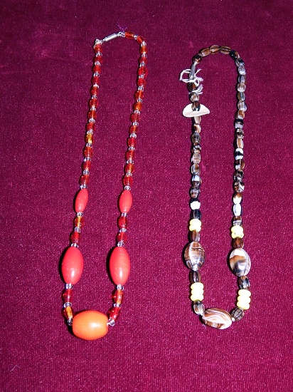 2 Antique Czech Glass Necklaces