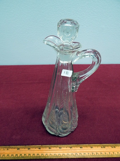 Old Patterned Glass Tall Cruet - 1800s