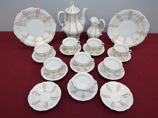 23 Pieces Old KPM China - 1 Cake Plate Has Rim Chip