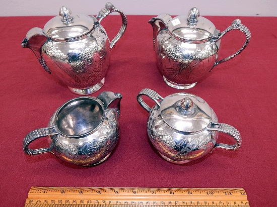 Antique 4-piece Coffee/Tea Set - Roman Silverplate Co., 1880s