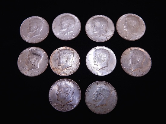 10 1964 Kennedy Half Dollars