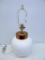 White Ribbed Urn Lamp W/ Gold Neck, 25