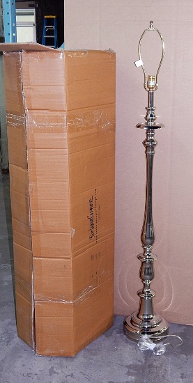 Nickle Finish Baroque Floor Lamp, 63" - In Box
