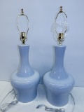 2 Pale Blue Ming Lamps, 31