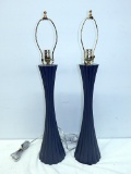 2 Grey Fluted Lamps, 31