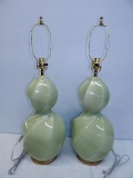 2 Celadon Twist Lamps, 31