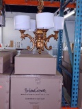 Gold Leaf Chandelier W/ 4 Shades, 28