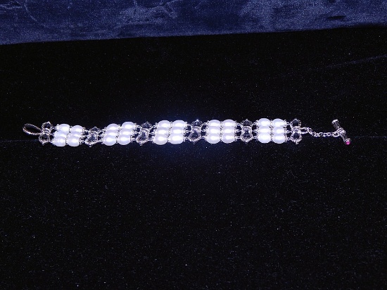 Judith Ripka 925 Pearl Bracelet - 39.1g Total Weight