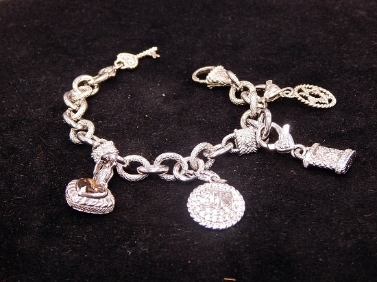 Judith Ripka 925 Charm Bracelet - 58.4g Total Weight