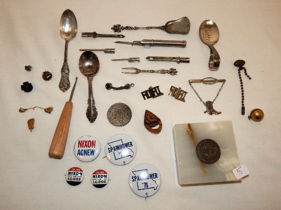 Estate Lot Of Small Items - Includes Spoons, Organizational Pins, Basketbal