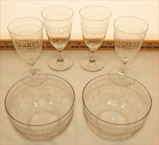 6 Pieces Flint Glass