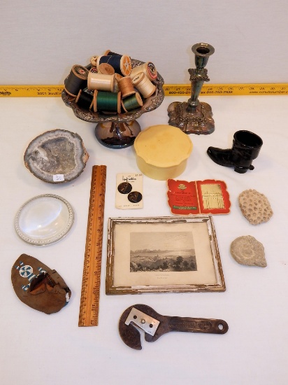 Collected Estate Lot - Includes Geode, Wooden Spools Etc.