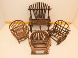 4 Pieces Bent Willow Doll Furniture