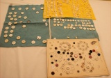 Vintage Carded Buttons - Includes Lustres, Shoe Buttons Etc., Mother Of Pea